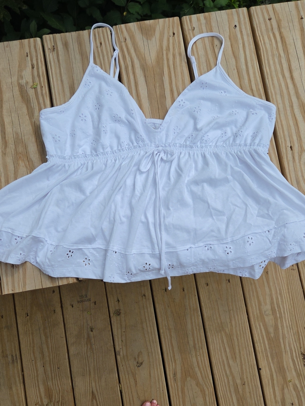 SO White Eyelet Peplum Camisole with Adjustable Straps